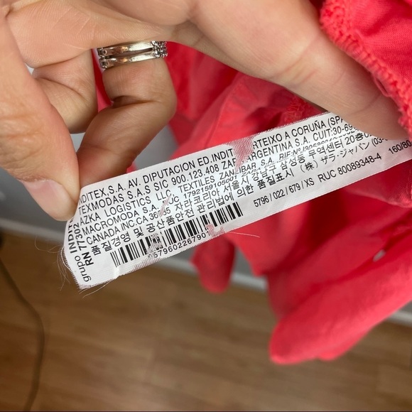 Zara Basic Button Front Shirt Dress With Frill Sleeves and Belt in Coral X-Small - Picture 6 of 7